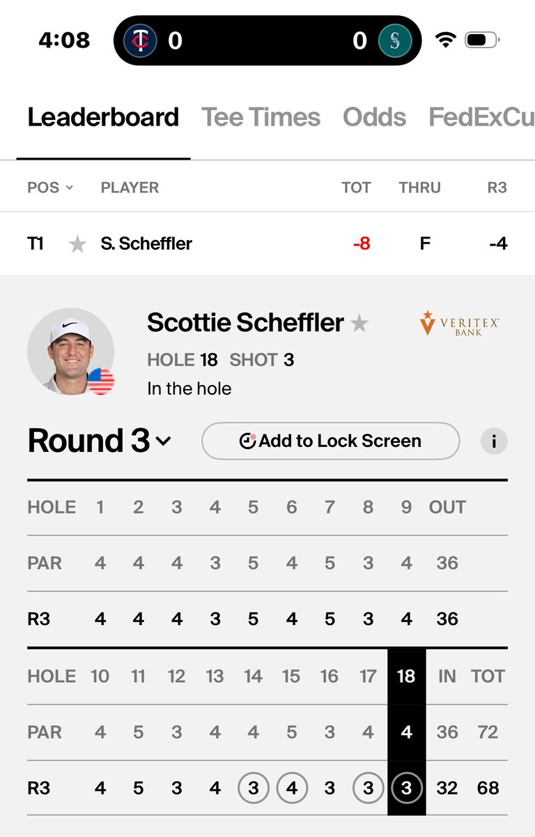 Best players in the world are posting +5/6, field averaging 73.85 and Scottie goes BOGEY FREE.  Insane.  

Throwing in a birdie on the 3rd and 6th toughest hole to finish too.  So good. #boringisgood