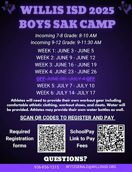 🎯 SUMMER CAMP SPOTLIGHT: Freshmen Volleyball Camp, Basketball Camp, and Boys SAK Camp

Spots are still available for these action-packed camps designed to build skills, confidence, and Wildkat pride!

🏐 Freshmen Volleyball Camp
Registration: tinyurl.com/3dutve5c

🏀