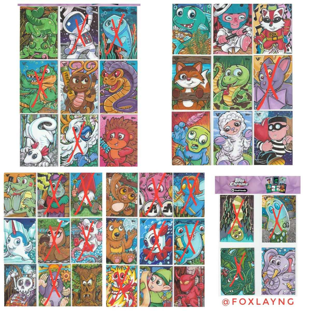 FoxLayng's tweet photo. Hey all you @veefriends #FoxHunters here's the tally so far - 18/40 CARDS PULLED! ๐คฏ
You awesome folks are not messing around with @garyvee @Topps Chrome #VeeFriends cards. I'm happy to see so many new people enjoying #sketchcards and I'm hoping each of these cards finds a home. https://t.co/mdhuAwJfDM