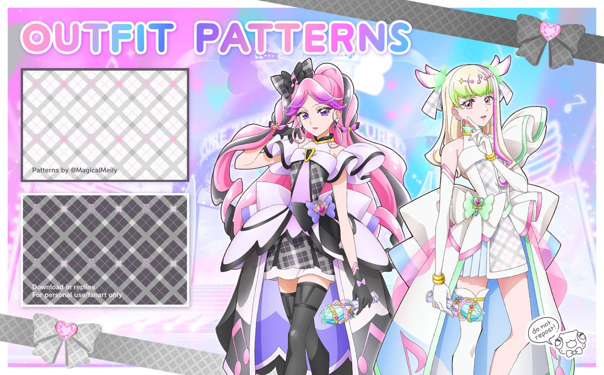 Cure Zukkyun and Cure Kiss repeatable pattern tiles now also Cure Zukkyun and Cure Kiss repeatable pattern tiles now also