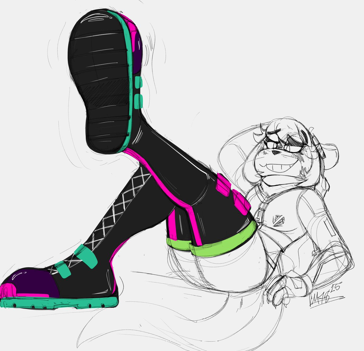 A stylish  otter needs stylish neon color boots. lil alt for <a href="/Oddyodder/">Od</a> 's sketch