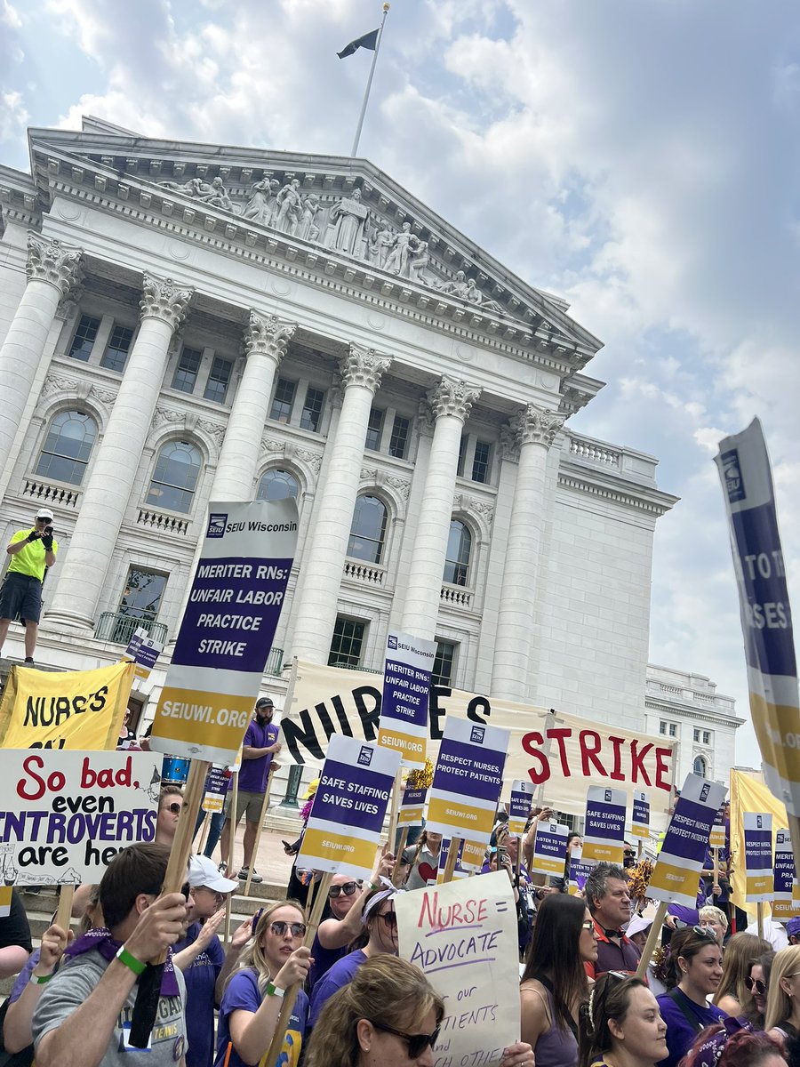 Neal Bisno (@nbisno) on Twitter photo BIG VICTORY!
Congrats to the 900+ <a href="/SEIUWIS/">SEIU Wisconsin</a> nurses at UnityPoint Health - Meriter who have won a new contract that will improve staffing, safety, and wages. After a determined, disciplined, joyful, and inspiring 5 day strike!
#WhenWeFightWeWin
#patientsoverprofits
#UnionsForAll BIG VICTORY!
Congrats to the 900+ <a href="/SEIUWIS/">SEIU Wisconsin</a> nurses at UnityPoint Health - Meriter who have won a new contract that will improve staffing, safety, and wages. After a determined, disciplined, joyful, and inspiring 5 day strike!
#WhenWeFightWeWin
#patientsoverprofits
#UnionsForAll