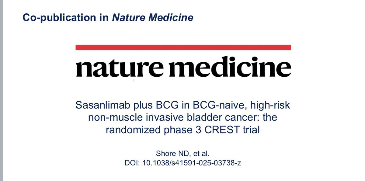 Tom Powles (@tompowles1) on Twitter photo The positive CREST study (BCG + Sasanlimab) in NMIBC was published today (Neal Shore et al). #ASCO25 The positive CREST study (BCG + Sasanlimab) in NMIBC was published today (Neal Shore et al). #ASCO25