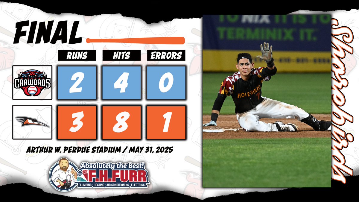 A one-run win to close out the month of May!

Tonight's Final Score presented by <a href="/fhfurr/">F.H. Furr</a> 

#FlyTogether | #Birdland