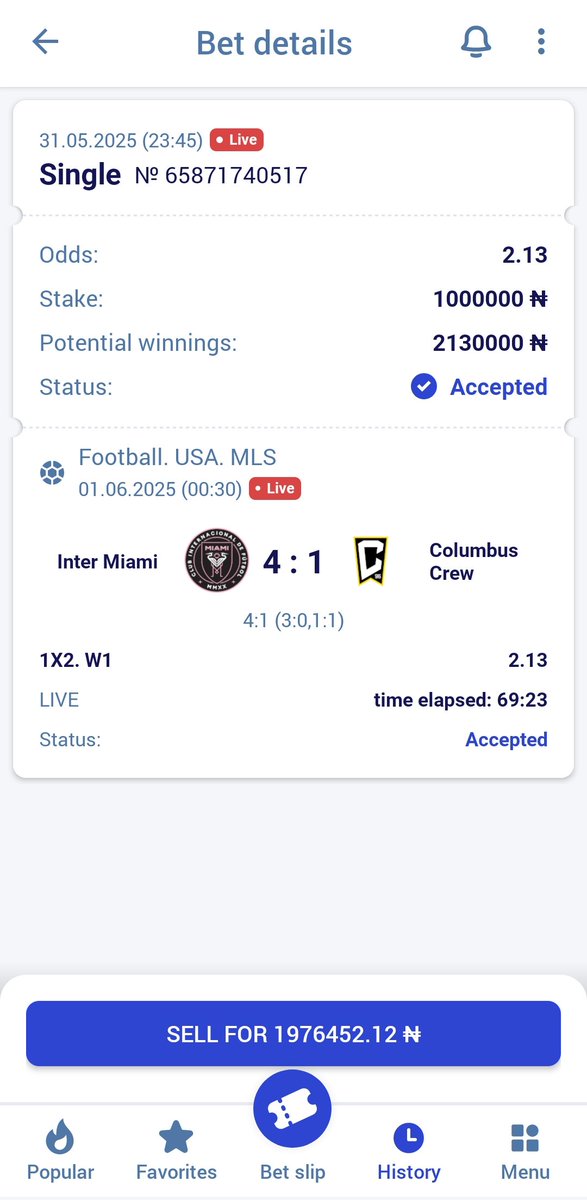 I THINK ITS SAFE TO START CELEBRATING MY VICTORY 

THANK YOU MESSI ONCE AGAIN WE DONE COLLECT FROM THEIR HAND

IMAGINE THIS PEOPLE DEY OFFER ME 1.9M FOR 4-1 🤣🤣🤣

CONGRATULATIONS TO MY TELEGRAM MEMBER WE PLAY AM FEEL FREE TO JOIN US
👇👇👇
t.me/kombofootball