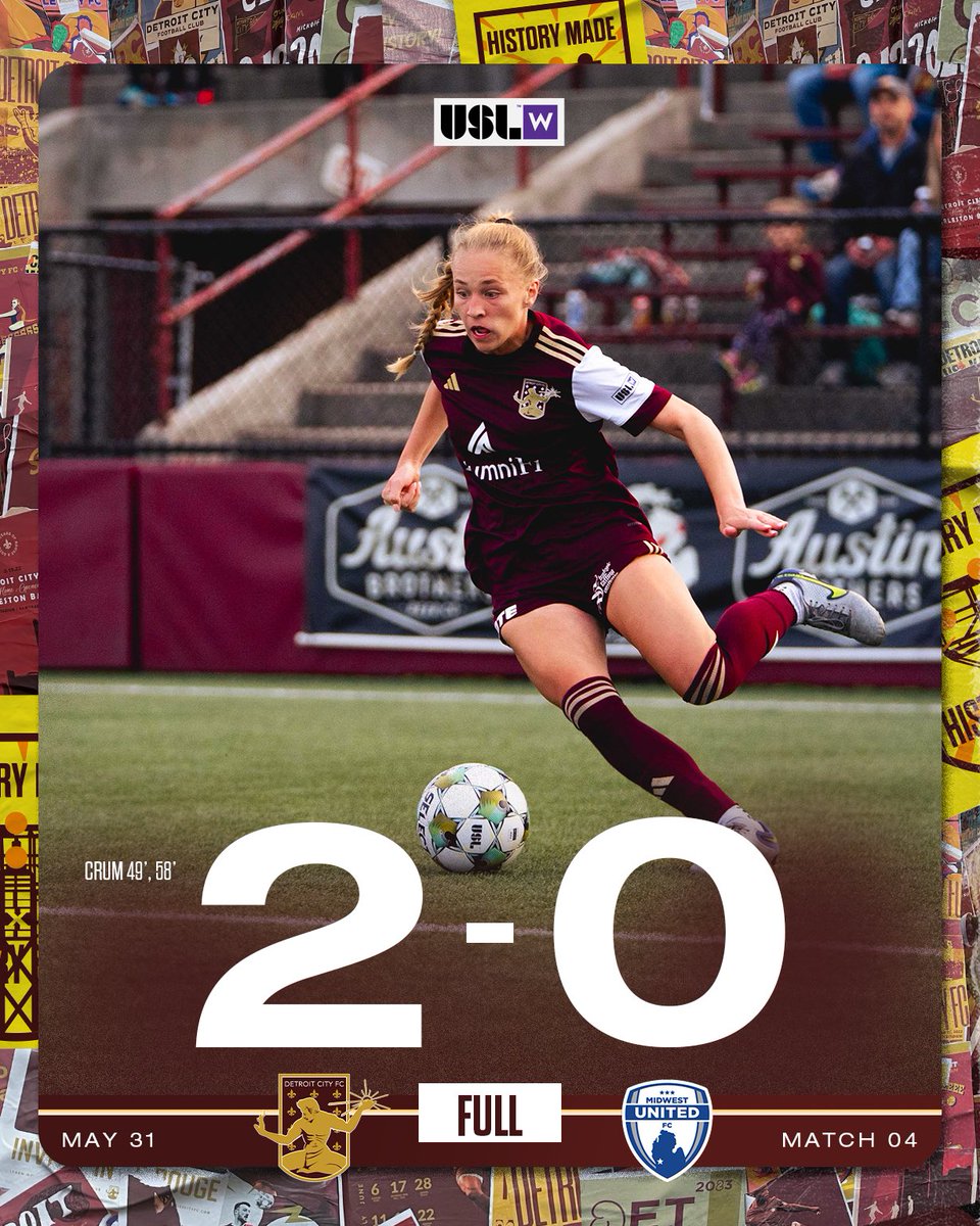 ALL. THREE. AT. KEYWORTH. 

Detroit City FC stays hot at home and claims a massive three points against Midwest United FC after a quickfire double from Hannah Crum after the halftime break!