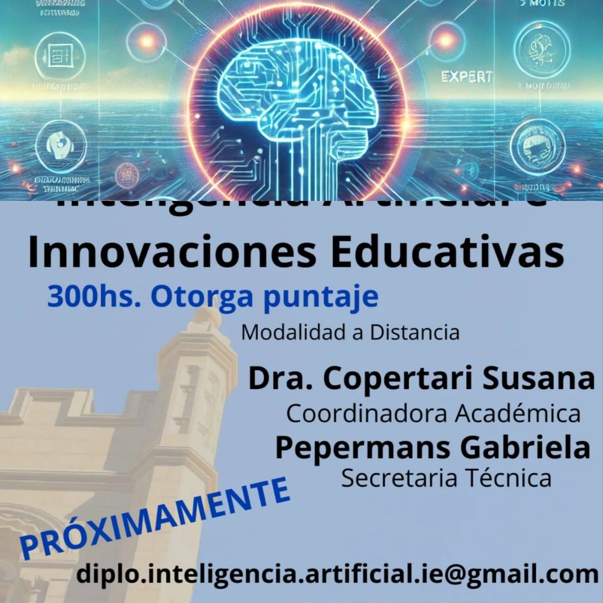 Despega hacia el futuro de la educación! Nuestra Diplomatura en Inteligencia Artificial e Innovaciones Educativas te espera en la FhyA-UNR. Adquiere herramientas para liderar la transformación educativa con IA. ¡Inscríbete!
diplo.inteligencia.artificial.ie@gmail.com