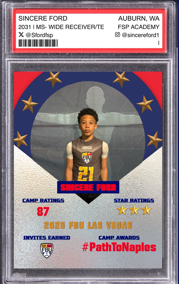 Sincere Ford (@sfordfsp) on Twitter photo Thankful to have been named a top WR performer at <a href="/FBUcamp/">Football University</a> in Las Vegas today and earning an invite to FBU top gun! #TeamFSP #CantCheatTheGrind
..
<a href="/TFordFSP/">Tracy Ford</a> <a href="/RFordFSP/">Reggie Ford</a> <a href="/CoachTFord/">Thomas Ford Jr</a> <a href="/TheDBRoom206/">THE DB ROOM</a> <a href="/BrandonHuffman/">Brandon Huffman</a> <a href="/ErikRichardsUSA/">Erik Richards</a> <a href="/stevequinnFBU/">steve quinn</a> <a href="/SWiltfong_/">Steve Wiltfong</a> <a href="/BlairAngulo/">Blair Angulo</a> <a href="/adamgorney/">Adam Gorney</a> Thankful to have been named a top WR performer at <a href="/FBUcamp/">Football University</a> in Las Vegas today and earning an invite to FBU top gun! #TeamFSP #CantCheatTheGrind
..
<a href="/TFordFSP/">Tracy Ford</a> <a href="/RFordFSP/">Reggie Ford</a> <a href="/CoachTFord/">Thomas Ford Jr</a> <a href="/TheDBRoom206/">THE DB ROOM</a> <a href="/BrandonHuffman/">Brandon Huffman</a> <a href="/ErikRichardsUSA/">Erik Richards</a> <a href="/stevequinnFBU/">steve quinn</a> <a href="/SWiltfong_/">Steve Wiltfong</a> <a href="/BlairAngulo/">Blair Angulo</a> <a href="/adamgorney/">Adam Gorney</a>