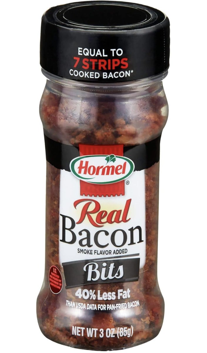HummusBad's tweet photo. @WallStreetApes That’s why they call these “Bac’n Bits”. 
Not BACON Bits.  
Yea. Have always known these are just chemical chips.  Buy the Hormel Real Bacon Bits if you want Bacon https://t.co/p3gNbZZTzr