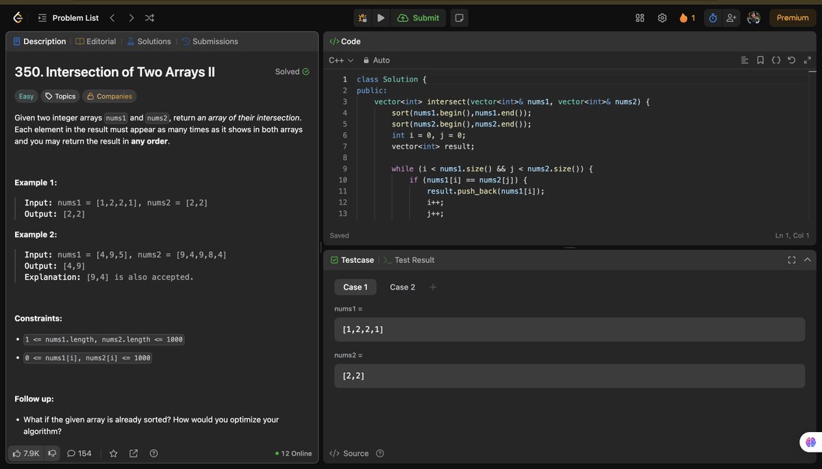Aditya_Chawla20's tweet photo. Day 28/100 ⚡
Solved 2 LeetCode questions ✅
Started learning Graphs in C++ 📈
Also began prepping for my AMCAT exam 🎯
Slow progress is still progress!
#100DaysOfProductivity #LeetCode #DSA  #AMCAT #buildinpublic  #StudentLife https://t.co/YRb0oiBpJU