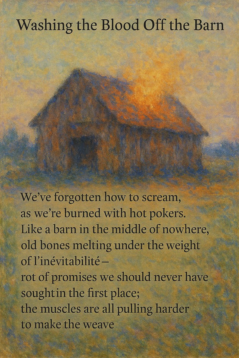 David L O'Nan (@davidlonan1) on Twitter photo From my poem Washing the Blood Off the Barn which can be found on Icefloe Press <a href="/IcefloeP/">IceFloe Press</a> <a href="/frede_kenter/">RobertFredeKenter</a> <a href="/FeversOf/">Fevers of the Mind Poetry, Art & Music</a> #Poetry #WritingCommunity #art #feversofthemind #davidlonan icefloepress.net/2025/03/07/a-p… From my poem Washing the Blood Off the Barn which can be found on Icefloe Press <a href="/IcefloeP/">IceFloe Press</a> <a href="/frede_kenter/">RobertFredeKenter</a> <a href="/FeversOf/">Fevers of the Mind Poetry, Art & Music</a> #Poetry #WritingCommunity #art #feversofthemind #davidlonan icefloepress.net/2025/03/07/a-p…