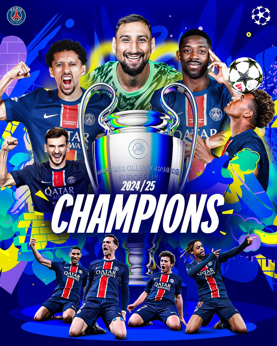 Felicidades 👏🏻 al nuevo Campeón de Campeones de Europa 🌍

París Saint-Germain venció 5-0 al Inter de Milán y ganó la Champions League 2024/25 🏆

#ChampionsLeague #PSG #Inter