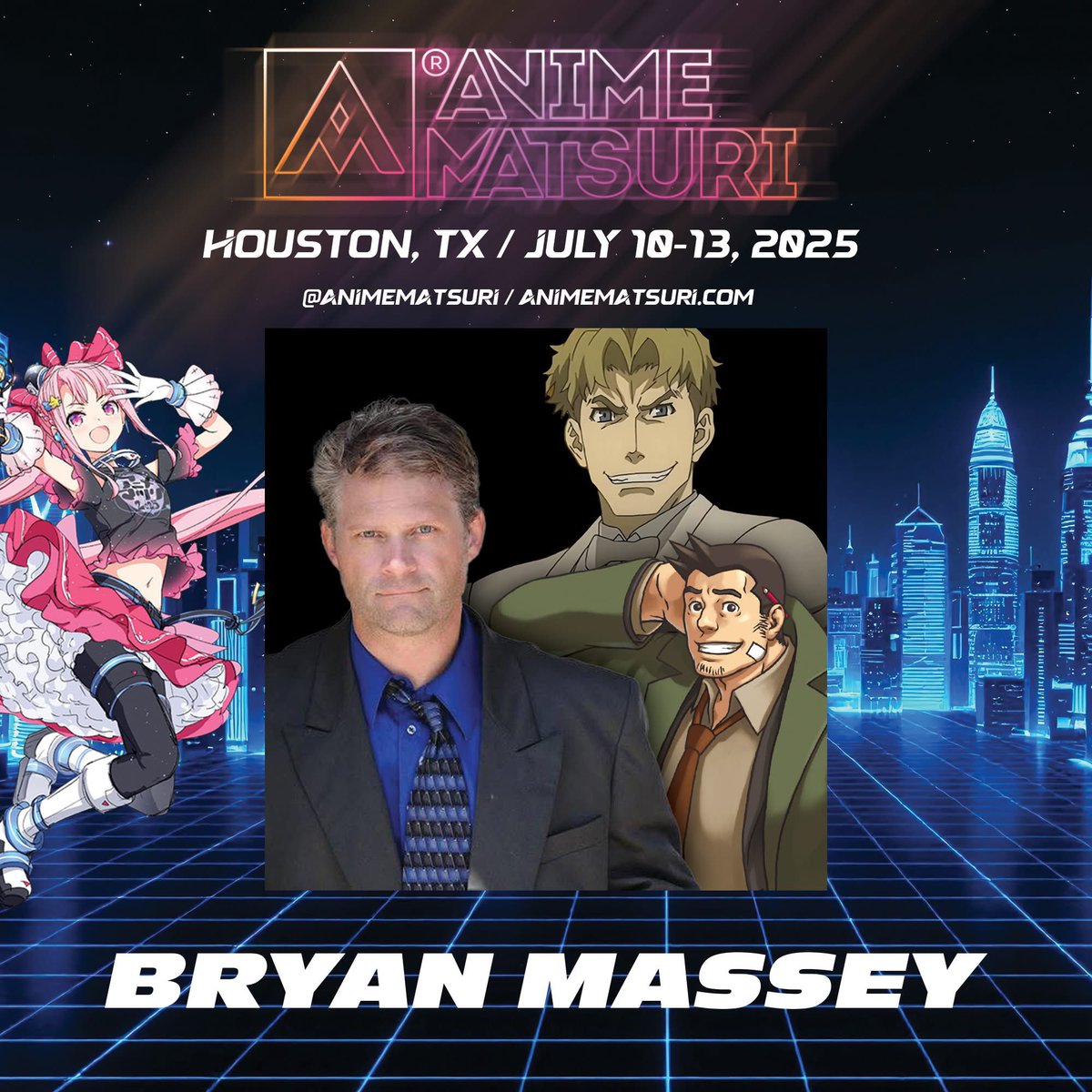 We are pleased to announce that Bryan Massey will be joining us!

Bryan Massey is a distinguished actor and voice actor celebrated for his captivating performances in various popular anime and films. He is well-known for voicing Ladd Russo in “Baccano!”, Oolong in “Dragon Ball”,