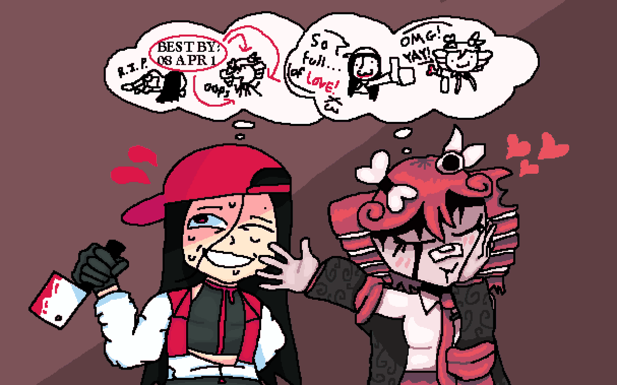 UnderneathHills's tweet photo. EXPIRATION DATE!
Just some art of my two favorite songs about EATING PEOPLE!!!!!!
#butchervanity #yixi #TAZTY #TAZTYMOMENTSANDHUNGER #kasaneteto https://t.co/NuheV4Y9yV