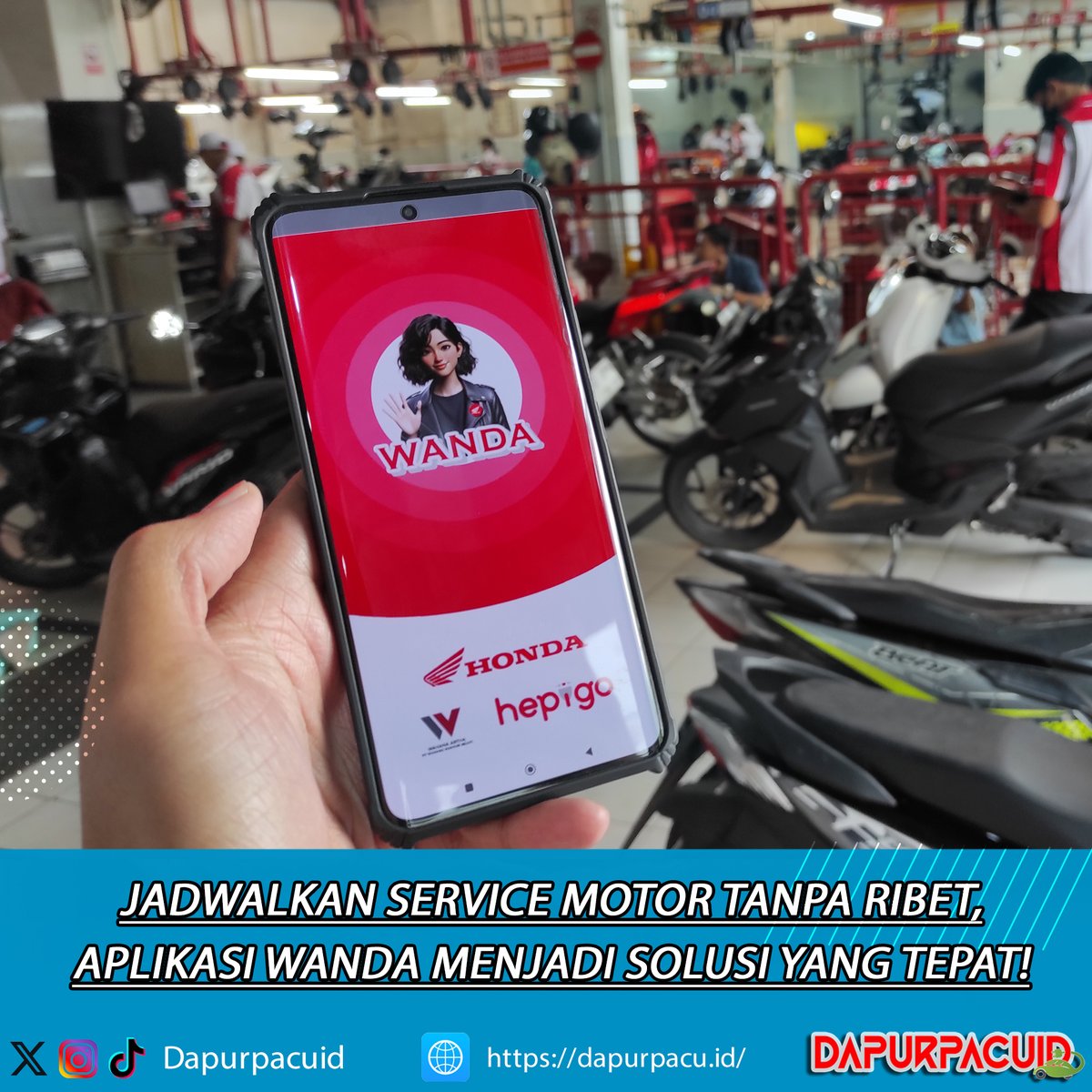 Dapurpacu_id's tweet photo. PT Wahana Makmur Sejati (WMS) selaku Main Dealer Sepeda Motor Honda di Jakarta-Tangerang membuat sebuah solusi melalui aplikasi WANDA. Kini, aplikasi khusus untuk pemilik sepeda motor Honda ini telah dilengkapi dengan fitur ‘Booking Servis Autofill’.

#wahanahonda #servicemotor https://t.co/FFg4nFDA8A