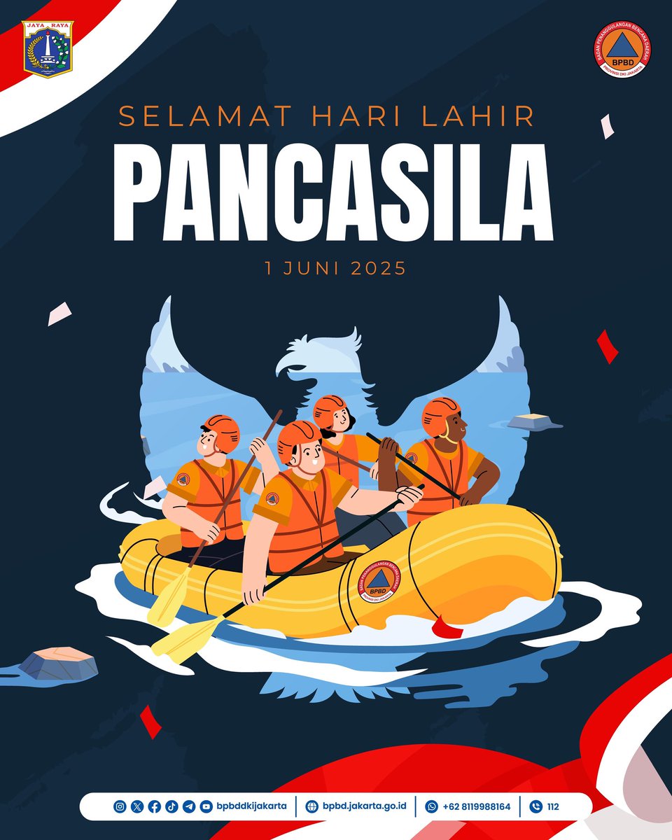 Terus membangun kemajuan negeri dengan semangat nilai-nilai Pancasila.

Selamat Hari Lahir Pancasila, Sobat!
Bersama memperkokoh ideologi Pancasila menuju Indonesia Raya

#HariLahirPancasila
#dkijakarta