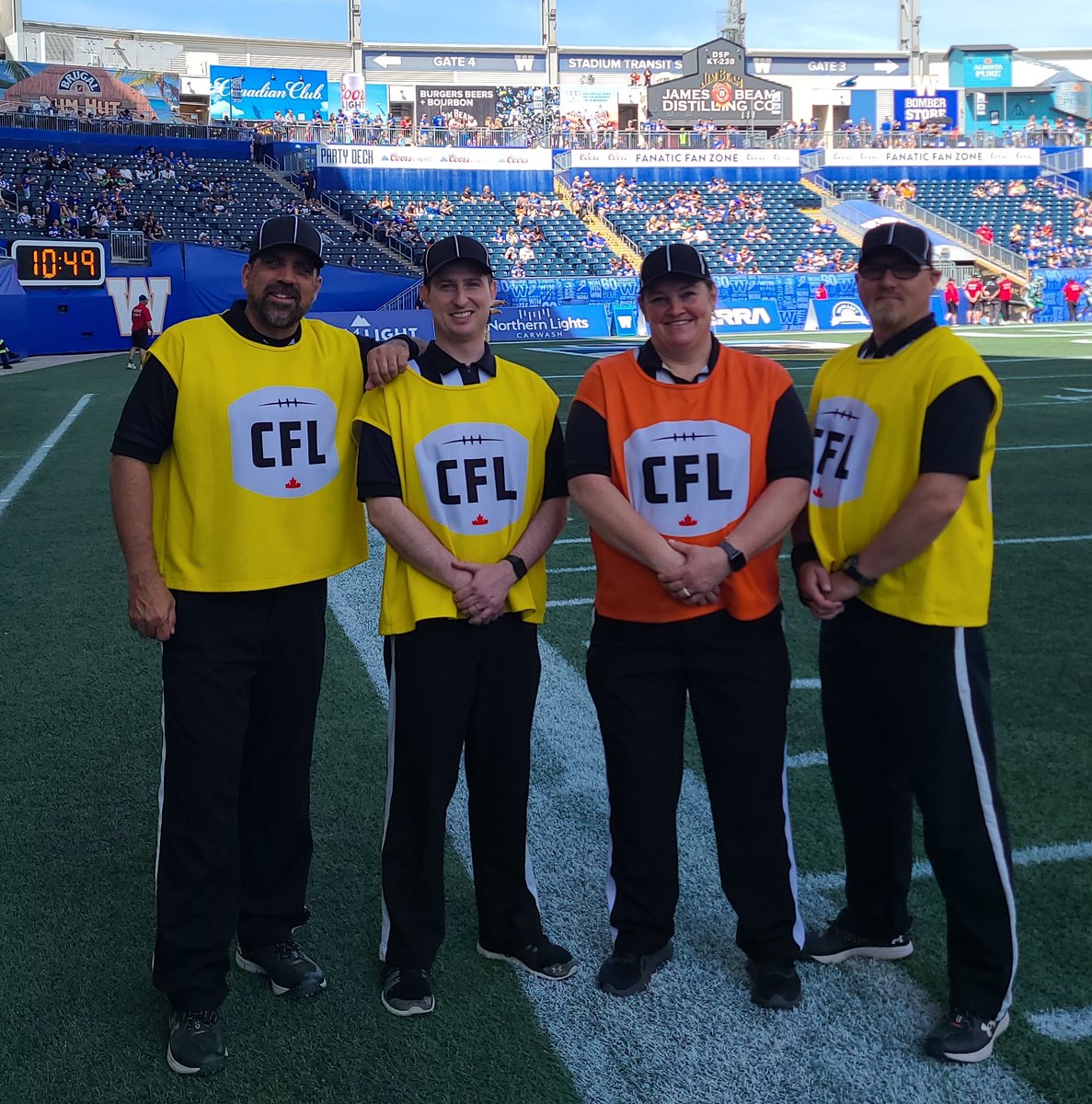 Last week at the <a href="/Wpg_BlueBombers/">Winnipeg Blue Bombers</a> pre-season game, the MFOA’s Nathan Kostiuk worked his first CFL Support Crew Assignment.  He held the stick like a pro. Hope you enjoyed the game! Best seat in the house!