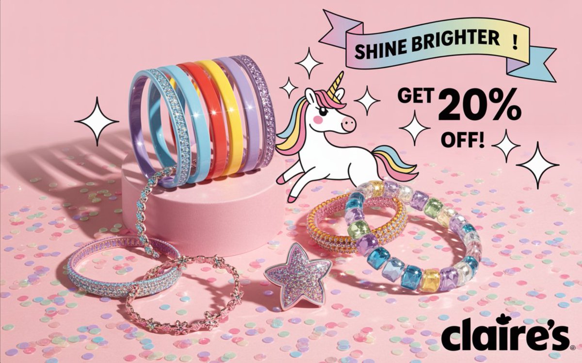 Couponontop's tweet image. ✨ Sparkle with Claire’s! Cute accessories &amp;amp; jewelry + a coupon to add some flair. Shine your way! 
🦄 Click the link in the comments to save now! 
#Claires #FunStyle #Coupon #Discount