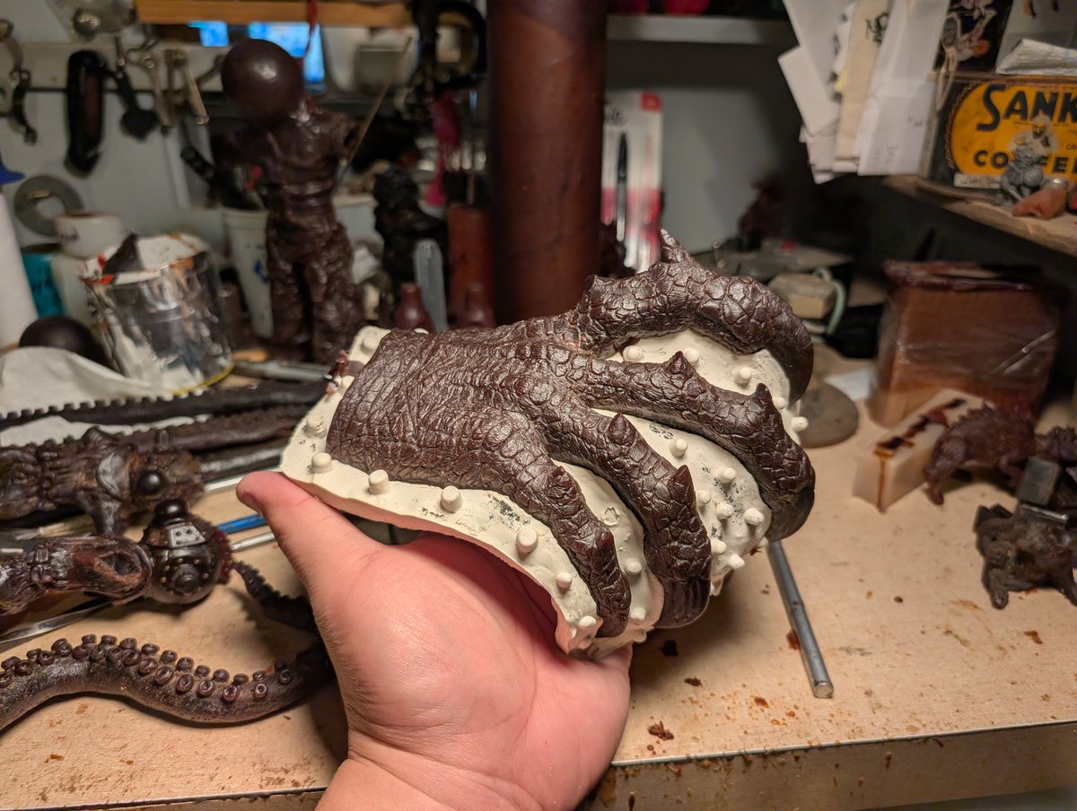 braxus's tweet photo. Some wax casting and sculpting work of a dragon hand last week in Texas for an upcoming bronze sculpture project. https://t.co/xCMfNRzeGZ