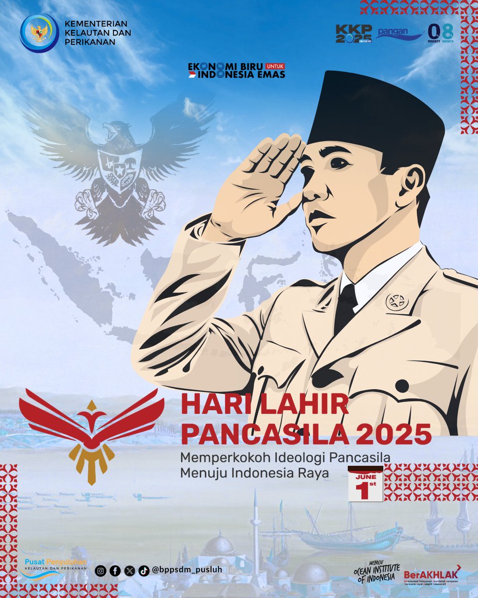 bppsdm_pusluhkp's tweet image. #mitrapusluhkp, Pancasila bukan sekadar dasar negara. Ia adalah jiwa, identitas, &amp;amp; pemersatu bangsa Indonesia. Selamat #HariLahirPancasila, ~Memperkokoh Ideologi Pancasila Menuju Indonesia Raya~
@kkpgoid @bppsdm_kp @in_radiarta  @YayanHikmayani 
#PenyuluhanKP #PenyuluhPerikanan