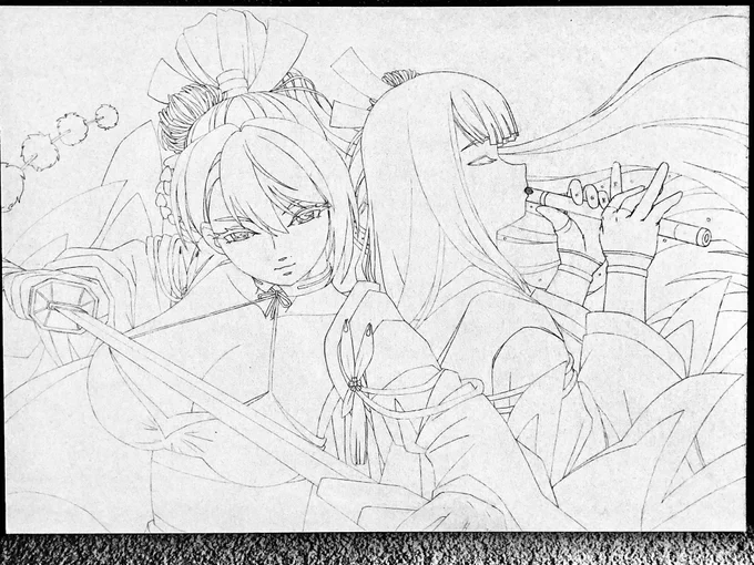 人物の線画、これ以上手を付けない予定。
背景の作業に入るです。
#アズールレーン 