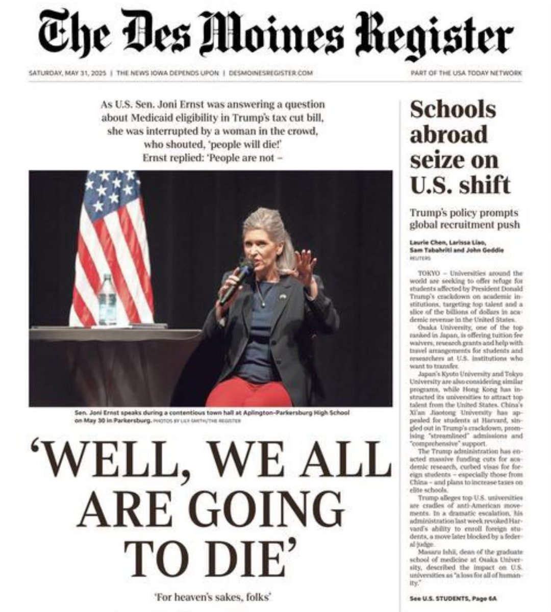 Brittany Pettersen (@pettersen4co) on Twitter photo We are all going to die eventually, <a href="/joniernst/">Joni Ernst</a>. But it shouldn’t be because of our government. And it especially shouldn’t be just because you and <a href="/DonaldTrump/">Donald J. Trump</a> want tax breaks for billionaires. We are all going to die eventually, <a href="/joniernst/">Joni Ernst</a>. But it shouldn’t be because of our government. And it especially shouldn’t be just because you and <a href="/DonaldTrump/">Donald J. Trump</a> want tax breaks for billionaires.