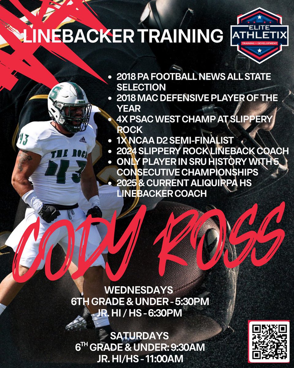 Starting Wednesday, June 11th 😤😤

No shortcuts. No excuses. Just linebacker grind. 💪

Private training available upon request! 

Sign up to get expert training from Cody Ross! This one will fill fast, so secure your spot today at the link below 👇 

buy.stripe.com/6oUeVdfcIfDufI…