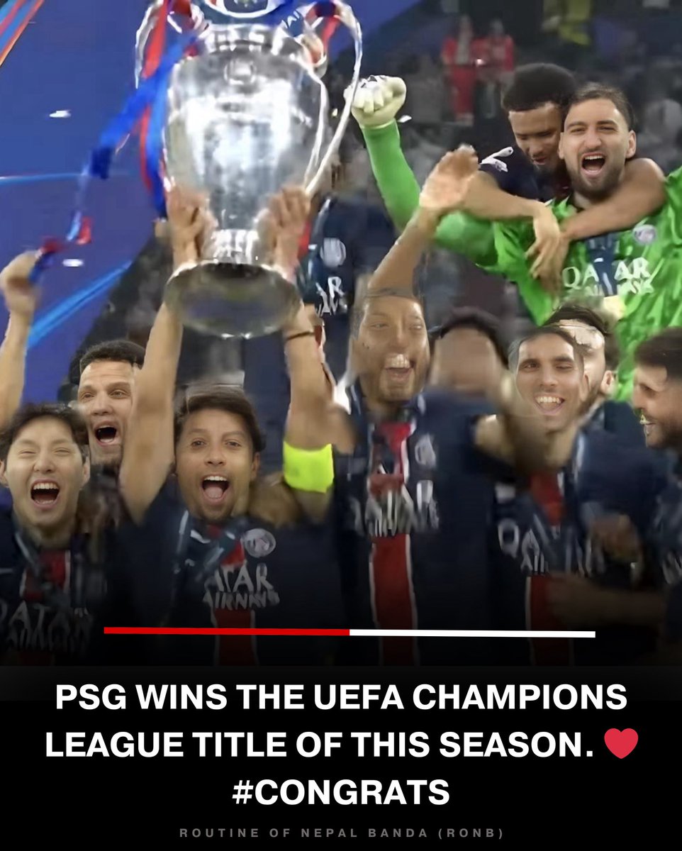 PSG wins the UEFA Champions League title of this season. ❤️ #Congrats