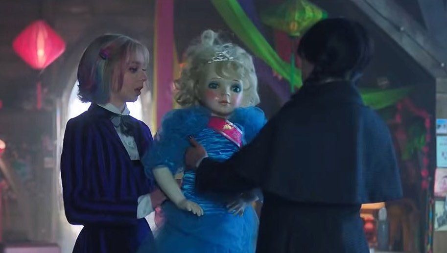 edinsinclair's tweet photo. wednesday taking the doll from her fave serial killer and then gifting it to enid is so sweet tbh https://t.co/EwcctvxhSn