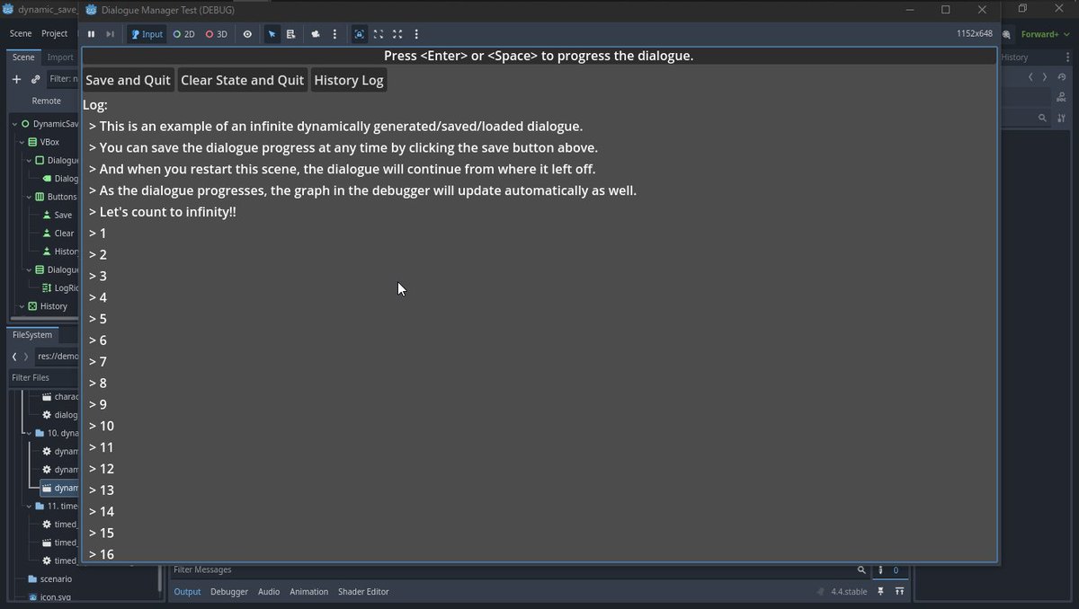 Another dialogue plugin. Seems it already has save system
github.com/Rubonnek/dialo…