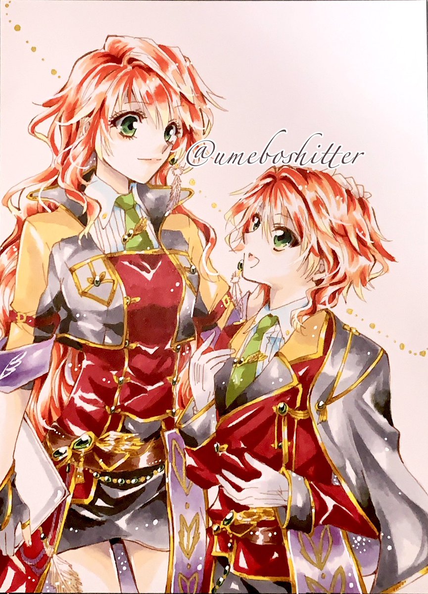 umeboshitter's tweet image. オリジナルイラスト。
勤務交代の申し送りをする姉弟。