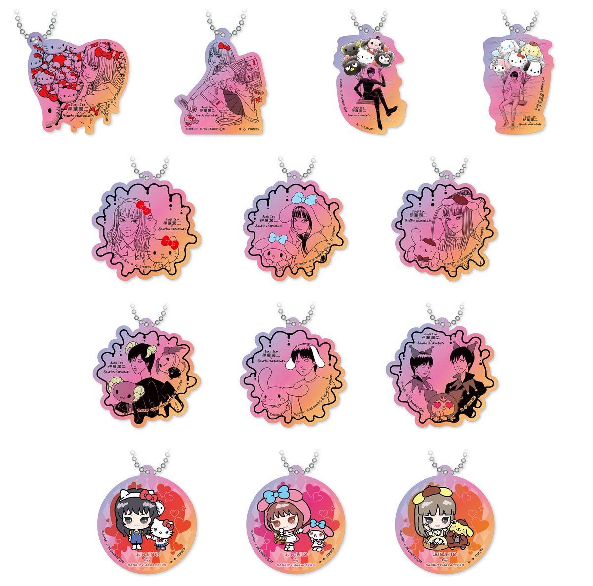 2025年6月中旬発売 伊藤潤二×サンリオキャラクターズ アクリルチャーム