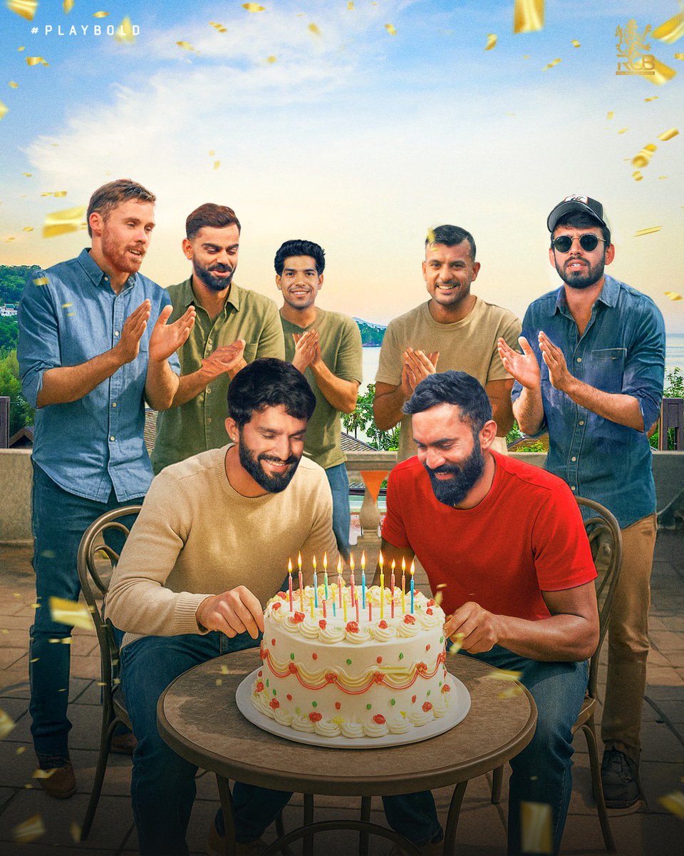 RCBTweets's tweet photo. Captain-coach celebrating their special day 𝙩𝙬𝙤𝙜𝙚𝙩𝙝𝙚𝙧! 🤝🥳

Join us in wishing our mentor and batting coach - Dinesh Karthik, and the leader of our pack - Rajat Patidar, a very happy birthday! 🎂🙌

#PlayBold #ನಮ್ಮRCB https://t.co/HpEnffFt5i