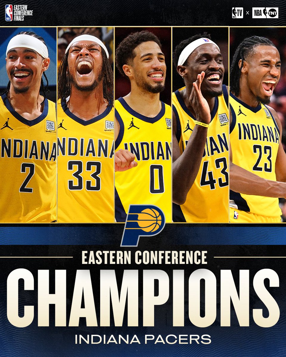 INDIANA ARE EASTERN CONFERENCE CHAMPIONS 🏁

A 4-2 series win over New York has the <a href="/Pacers/">Indiana Pacers</a> in their first Finals appearance since 2000!