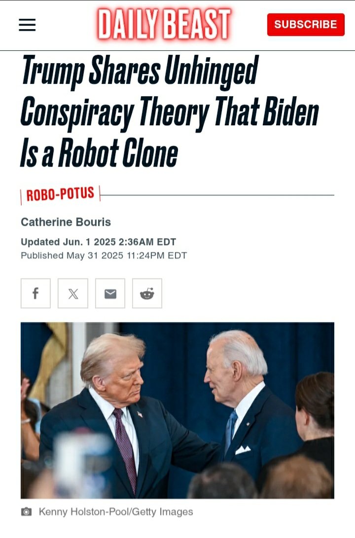 #Trump ha appena postato che Biden è morto nel 2020 ed è stato sostituito da un robot. Un uomo con problemi di demenza sta guidando una federazione dotata di armi nucleari perché il popolino ignorante si è fidato delle proprie scelte di pancia.