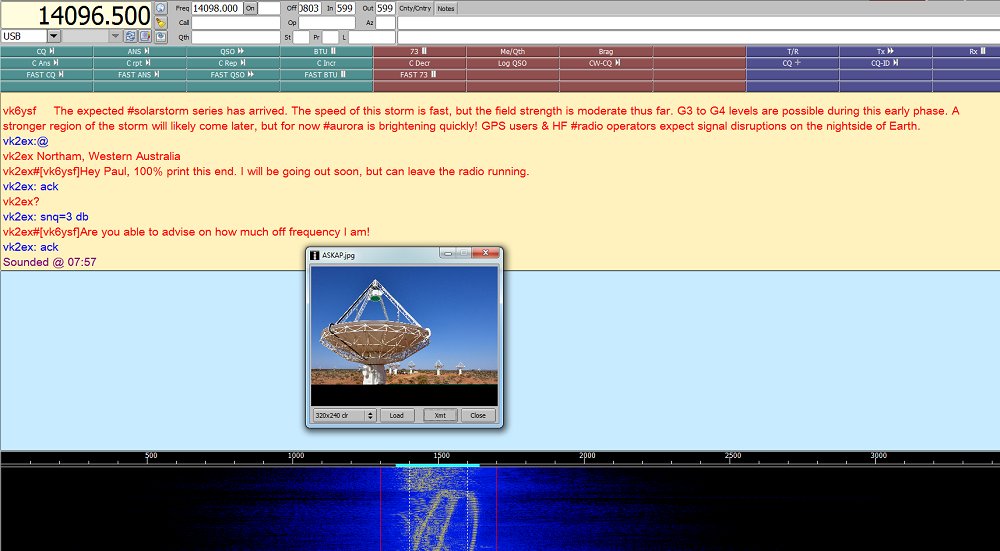 vk6ysf97230's tweet image. Contact made with Paul (VK2EX)
Dubbo NSW
1 June 2025 0800 UTC.

Freq: 14096.5 kHz (Dial)
Mode: FSQ 4.6
TX: 25 Watts
Signal: 3.0 dB SNR.

Solid print despite solar weather on the semi-regular digital experiment net.

vk6ysf.com/fsq_20250506.h………………………   

#fsq #sstv #20mband