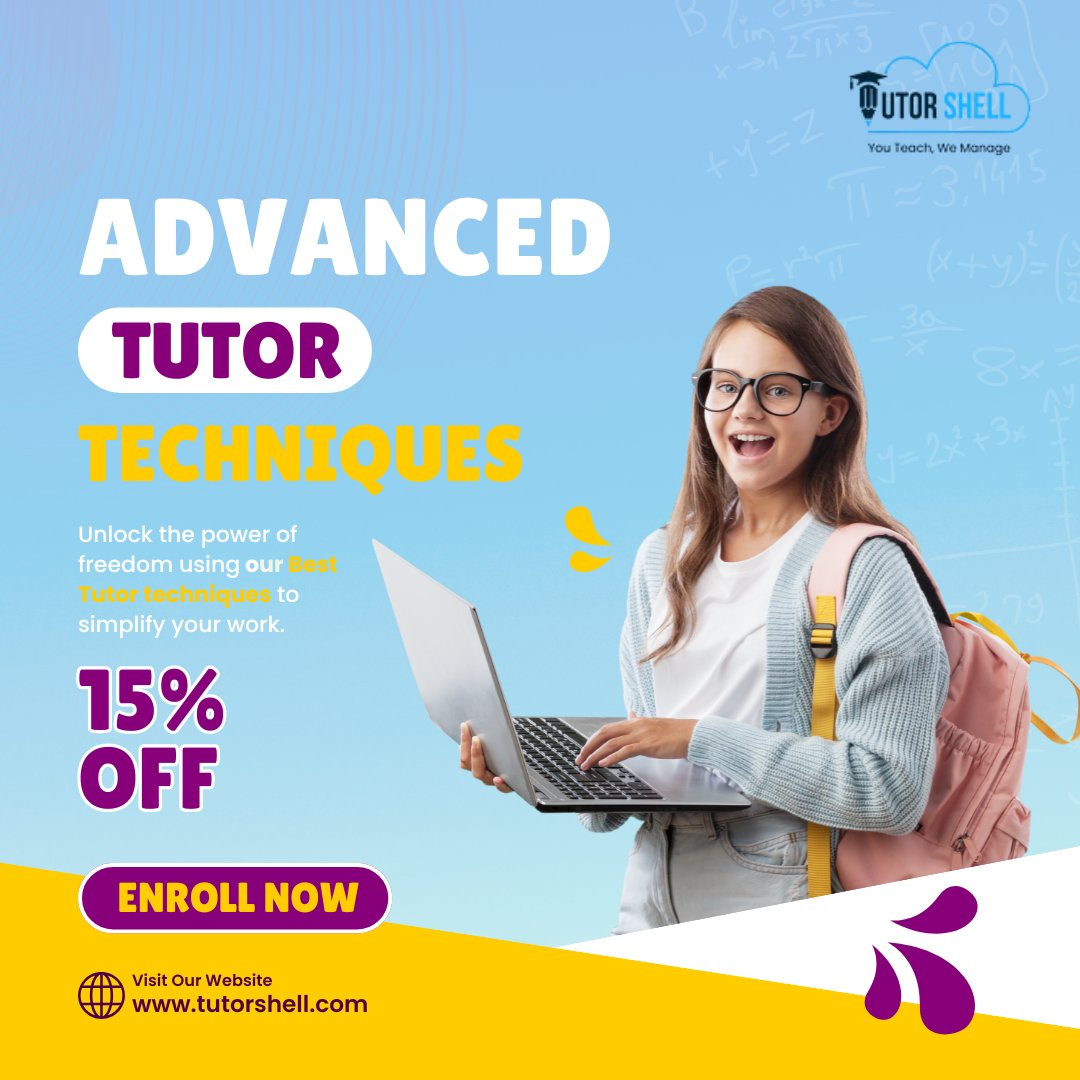 tutorshell's tweet image. 🎓 Master the Art of Teaching with Our Advanced Tutor Techniques!
💻 Enroll today and take your tutoring skills to the next level.
🔗 tutorshell.com
#Tutorshell #TutorTraining #TeachingTips #OnlineLearning #AdvancedTutoring #EdTech #Educators #15PercentOff