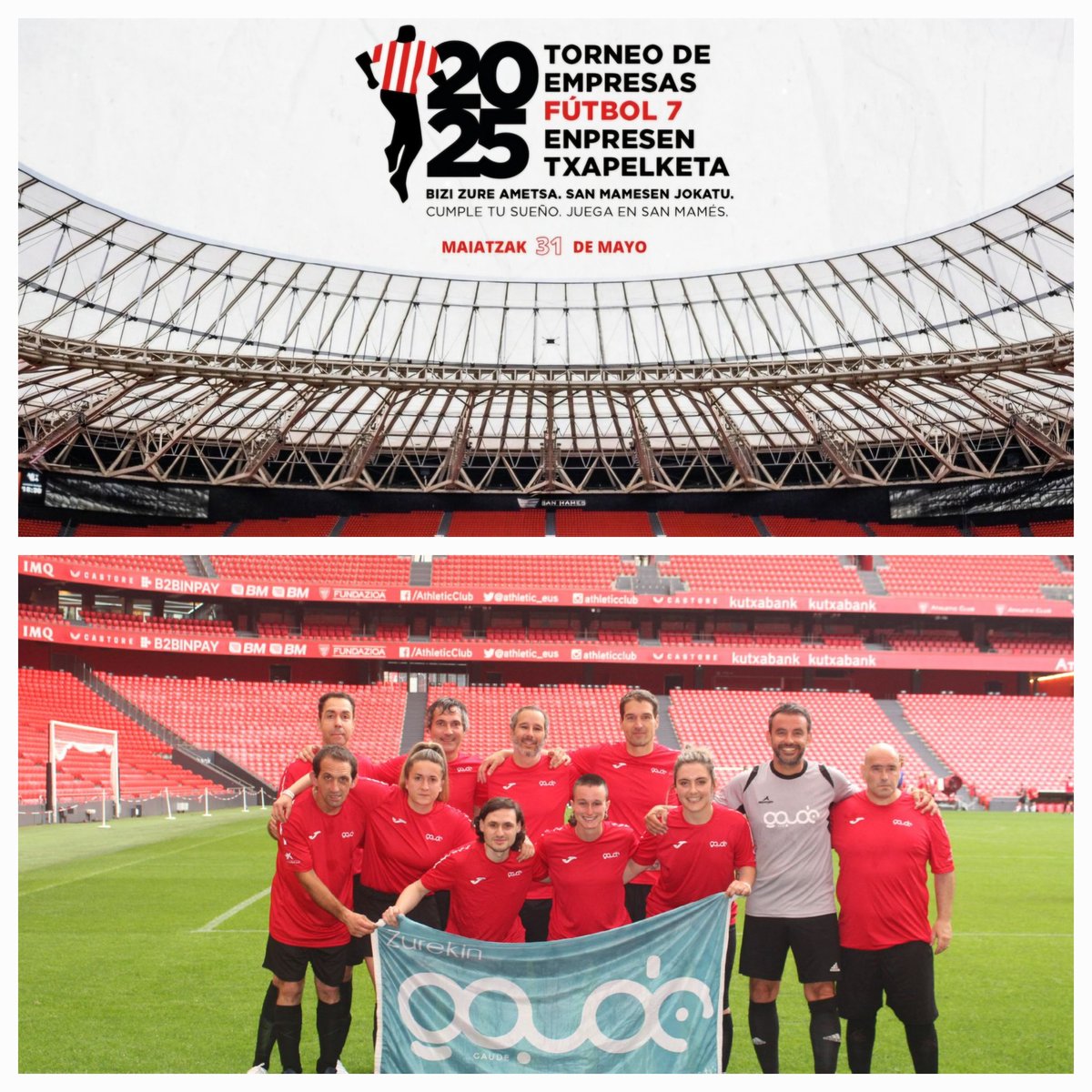 GAUDE (@asoc_gaude) on Twitter photo Enpresen futbol 7ko bigarren txapelketan parte hartu dugu San Mamesen, Gaude eta <a href="/FundlaCaixa/">Fundación ”la Caixa”</a>-ko jokalariek osatutako lehen talde inklusiboarekin.
II. torneo de fútbol 7 de empresas en San Mamés con el primer equipo inclusivo formado por jugadores/as de Gaude y de <a href="/FundlaCaixa/">Fundación ”la Caixa”</a> Enpresen futbol 7ko bigarren txapelketan parte hartu dugu San Mamesen, Gaude eta <a href="/FundlaCaixa/">Fundación ”la Caixa”</a>-ko jokalariek osatutako lehen talde inklusiboarekin.
II. torneo de fútbol 7 de empresas en San Mamés con el primer equipo inclusivo formado por jugadores/as de Gaude y de <a href="/FundlaCaixa/">Fundación ”la Caixa”</a>