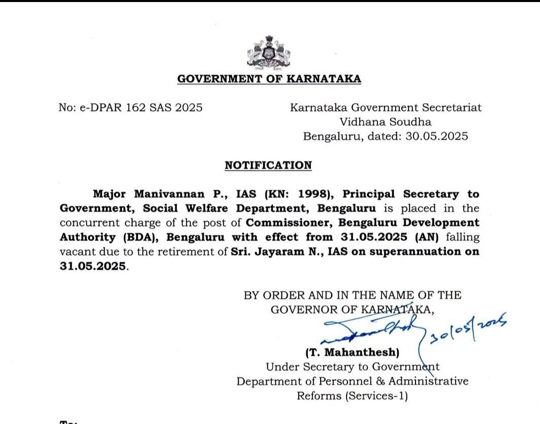 ಬಿಡಿಎ ಆಯುಕ್ತರಾಗಿರುವ ಶ್ರೀ <a href="/Captain_Mani72/">Manivannan P 🇮🇳</a> ಅವರಿಗೆ ತುಂಬು ಹೃದಯದ ಅಭಿನಂದನೆಗಳು. ಇವರ ದಕ್ಷತೆಯಿಂದ ಬೆಂಗಳೂರು ಮಹಾನಗರದ ಸಮಸ್ಯೆಗಳು ನೀಗಲಿ ಎಂದು ಹಾರೈಸೋಣ.