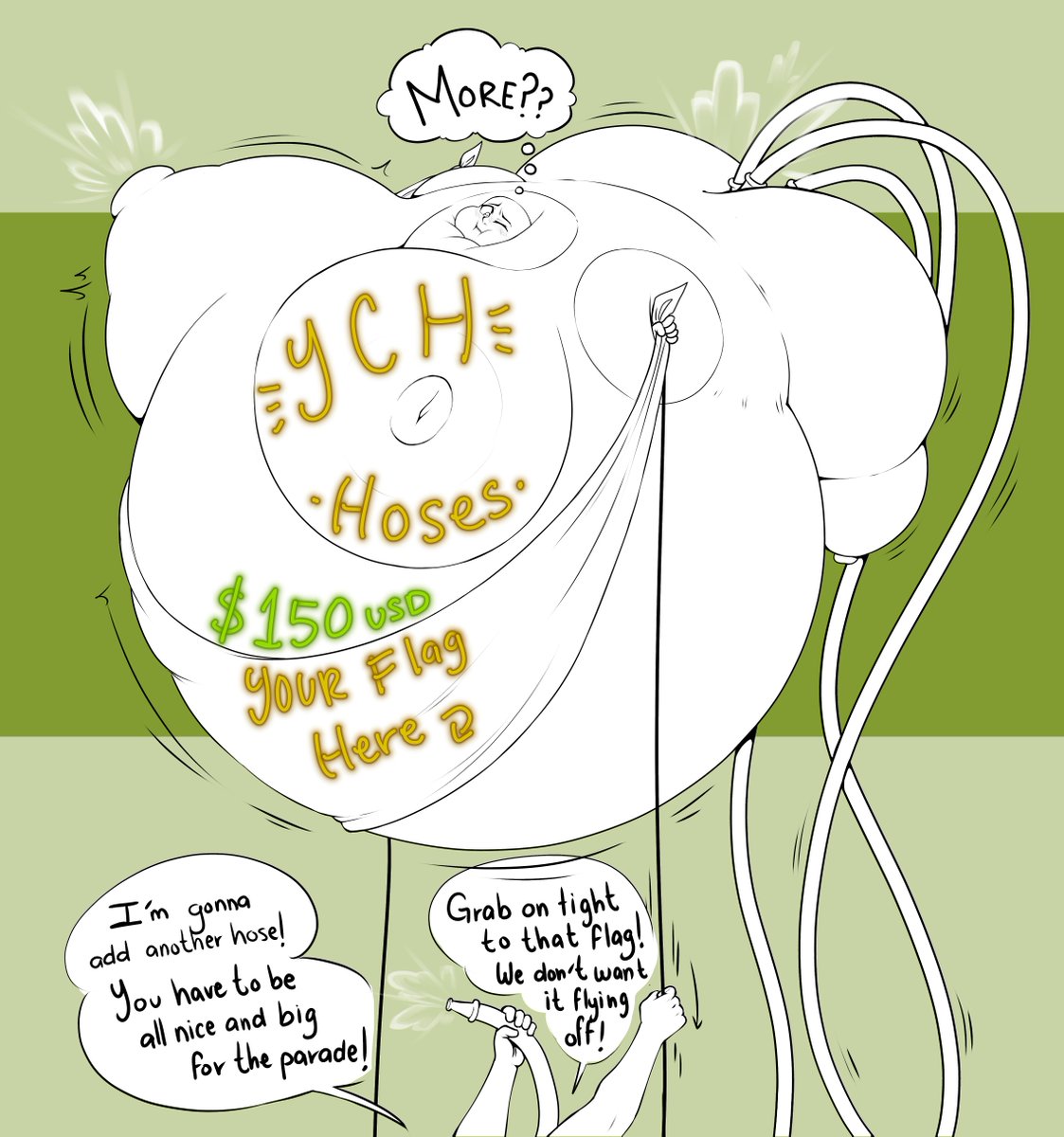 A parade float must be really nice and big, so plenty of hoses will the job! This also is a pride YCH so you can add your flag in it!
New YCH -Hoses-
-$150 usd
-Limited spots
-Any species and gender
Message me at liliacmoon on Discord if you're interested!