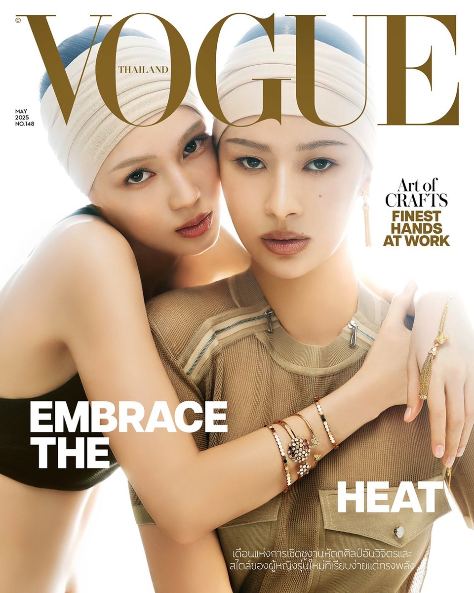 Chaumet's tweet image. Bee de Chaumet lights up the latest cover of Vogue Thailand, worn by actresses #LovePattranite and #PansaVosbein.
Photographer: Nat Prakobsantisuk
Stylist: Jirat Subpisankul
Assistant Stylist: Teeratat Somudomsup
Make up: Kitti phunsarikit
Hair: Pakorn Seesem
Producer:…