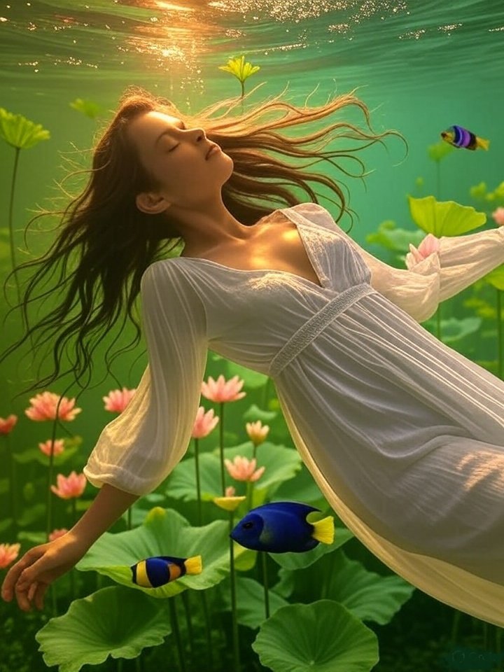 Traum der Tiefe
Mein  Traum trug mich zum Lieblingsort, ins Meer. Ich ließ mich  hinab schweben, Wärme umarmte mich. Ein wohliges Flüstern löschte den  Schmerz. Frei war ich, getragen von der Tiefe.
by Kimona Seelenfeuer