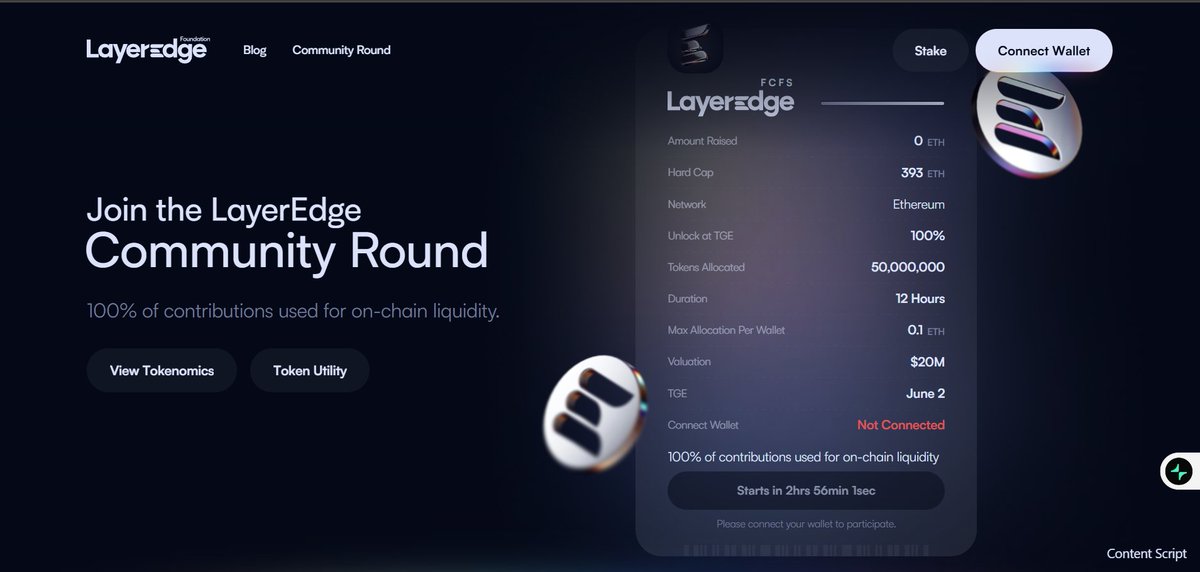 cryptobudy7's tweet photo. just in
layer edge community round is going live in
3 hours
are you ready
hard cap is around 10,00000$
alocation mc is 20,000000
maximum allocation is 0.1 eth
invest wisely
here is the link
https://t.co/dB3fwiu9j7
#LayerEdge #Crypto #presell https://t.co/nadrRrQSh8