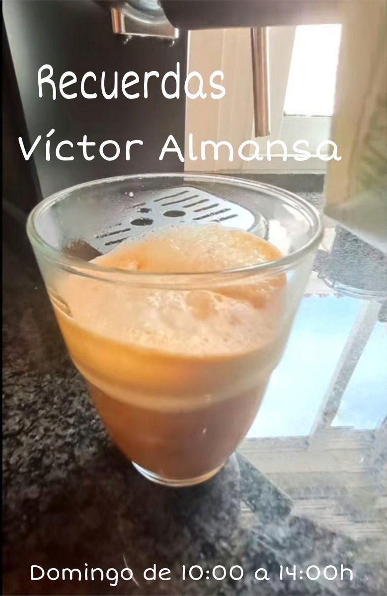 Espresso macchiato, macchiato, macchiato
Por favore ☕☕
Vamos que empieza RECUERDAS 
<a href="/julianB_S/">Julián Ballesteros</a> aquí no la vas a cantar 😜
Los mejores temazos en <a href="/Recuerdas_net/">Recuerdas.net</a> con <a href="/VictorAlmansaFM/">VictorAlmansaFM</a> 
Happy Sunday !!!☀️☀️☀️ 
<a href="/DuqueIzquierdo/">Charo Izquierdo Duque</a> <a href="/jemar666/">ChechuM</a> <a href="/palomi2904/">Paloma</a>  <a href="/diosdelbierzo/">Carlos ✌️🇪🇦</a> <a href="/Ros_a23/">Ros_a</a>