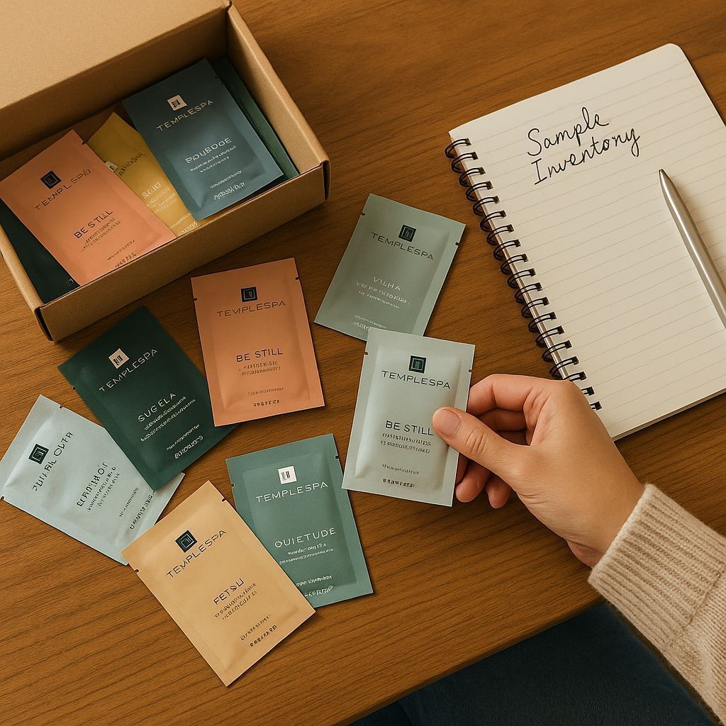 MelanieLampro's tweet image. #June1st! ✅ Coffee &amp;amp; cookie in hand ☕🍪 Time to sort my TEMPLESPA sample stash! Out with oldies like WAY TO GO &amp;amp; BECALM, in with new top-ups. Fancy trying something new this month? Comment #HelloJune 🙋