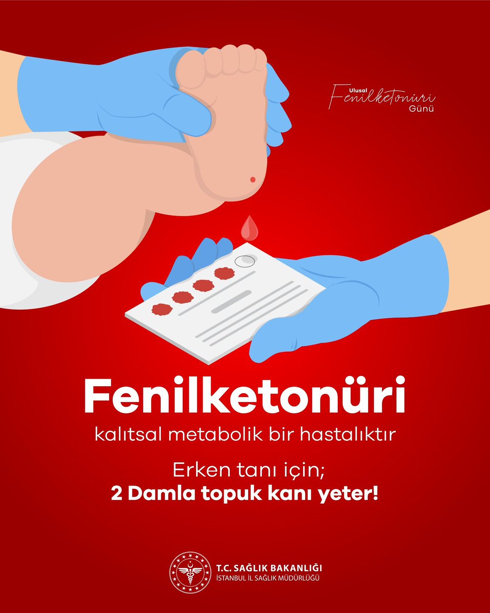 Fenilketonüri kalıtsal metabolik bir hastalıktır. Erken tanı için; 2 damla topuk kanı yeter!

#UlusalFenilketonüriGünü