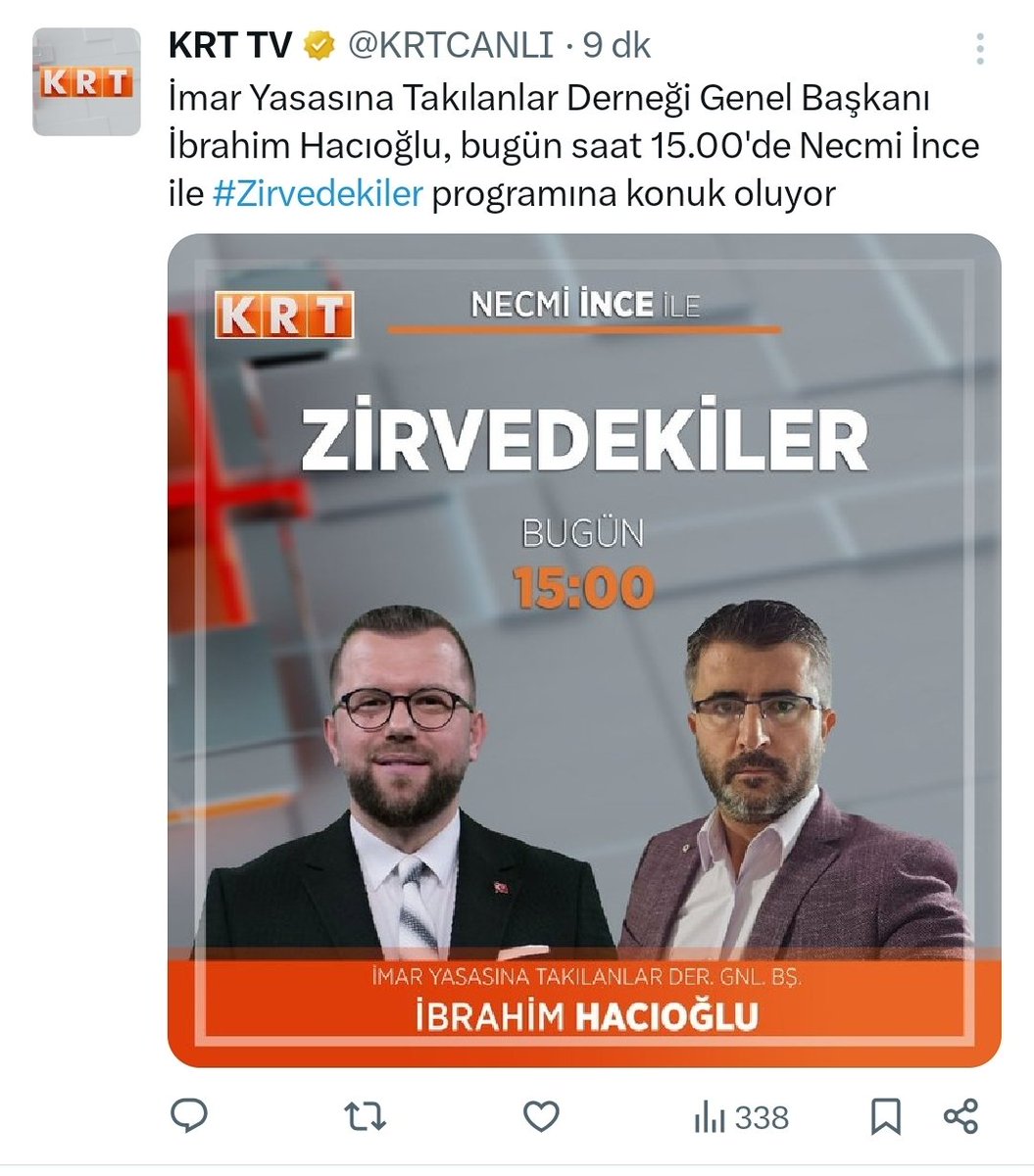 <a href="/KRTCANLI/">KRT TV</a> Kentsel Dönüşümden Önce #YapıKayıtTorbaya

Mülkiyet sorunlarını çözmek, mevcut yapıları kayıt altına almakla başlar.

#YapıKayıt
Sedat Peker