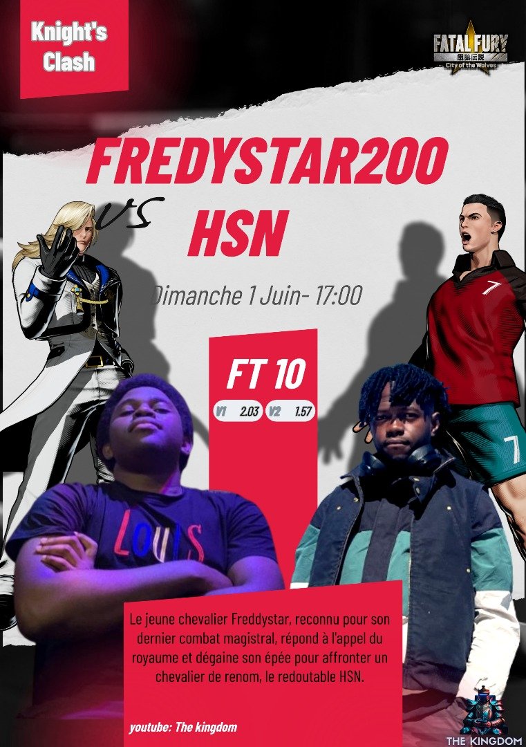 Salut à toute la grande famille du versus fighting,du lourd aujourd'hui à Fatal Fury cotw dès 17h ce 1er juin 2025.
HSN VS FREDYSTAR200