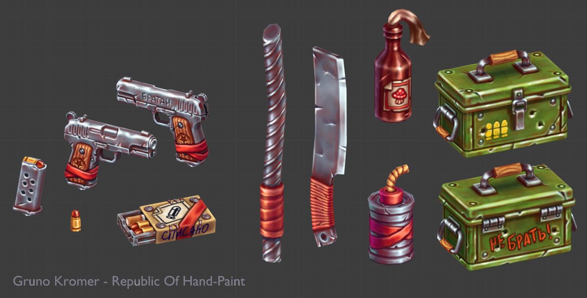 3d Hand-Painted Game Weapon Props List  #handpainted #3dcoat #blender #stylized #lowpoly #gamedev #3dart