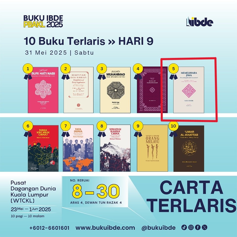 DrAliziAlias's tweet image. Alhamdulillah, buku "Memelihara Jiwa" terbitan @BukuIBDE di Top 10 best-seller @KLIBF 

Buku mengenai kesihatan mental oleh Al-Balkhi ini adalah karya Prof Malik Badri, terjemahan @aunibnotes  dan suntingan @DrAliziAlias 

Pautan:
ibde.sitegiant.co/?tck=PfMCI5gG